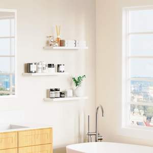 Lot de 3 étagères flottantes modernes en bois blanc de 24 pouces, ensemble mural pour salle de bain, <span class=keywords><strong>cuisine</strong></span>, <span class=keywords><strong>salon</strong></span> - Product Image 3