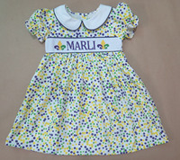 Robe de fête pour tout-petits, collection bébé, motif pois confettis Mardi Gras, violet, vert, or