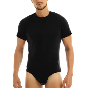 Prix d'usine Body T-shirt une pièce à manches courtes pour homme, couleur unie, à boutons-pression, respirant, pour la maison - Product Image 3