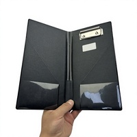 Porta Facturas de Restaurante de Cuero PU PVC Negro con Logotipo Personalizado, Estilo Carpeta con Clip para Restaurantes