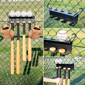 Support mural pour bâtons de baseball avec porte-ballons pour usage extérieur - Product Image 1