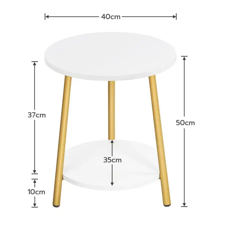 Vente en gros de tables d'appoint rondes en or blanc Table d'appoint en bois de style moderne Tables à collation avec cadre en métal pour le salon