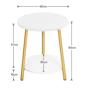 Großhandel weißes Gold runde Beistelltische moderner Stil Holz Ende Lampe Tisch Akzent Snack-Tische mit Metallrahmen für Wohnzimmer
