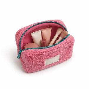 Wholesale Teddy Fleece Cosmetic Pouch Set Soft <b>Plush</b> Makeup Bags <b>Large</b> and Small Travel Toiletry Organizers Custom Logo - Product Image 4