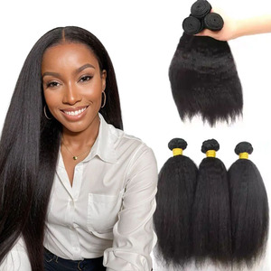 Offerta Speciale: Extension di Capelli Vergini Afro Lisci e Crespi Non Trattati, per Parrucche da Donna Nera, Trama Yaki Grossa - Product Image 1