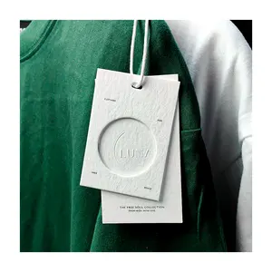 Custom Design Embossed Logo Thick Luxury Cardboard Clothing Paper Swing Hang Tags With Cord/String Stickers