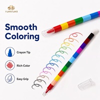 Crayons de couleur empilables multi-sections 12 couleurs en plastique pour enfants, pour le dessin, le gribouillage et la coloration à l'école