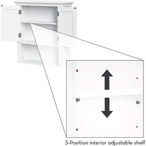 Mobile da <span class=keywords><strong>Bagno</strong></span> Sanyang Bianco a Parete con 2 Ante e Ripiano Aperto, Armadietto Moderno per <span class=keywords><strong>Bagno</strong></span> di Casa - Product Image 3