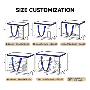 Black Non Woven <b>Storage</b> <b>Bag</b> Zipper Closure Carry Handle Collapsible Organizer for Clothing Quilt Seasonal Packing - Product Image 5