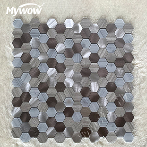 Carrelage <span class=keywords><strong>Mosaïque</strong></span> Or Fond Hexagone Aluminium Massif Brossé Luxe Dosseret Mural Carrelage Métal <span class=keywords><strong>Mosaïque</strong></span> Dédouanement - Product Image 5