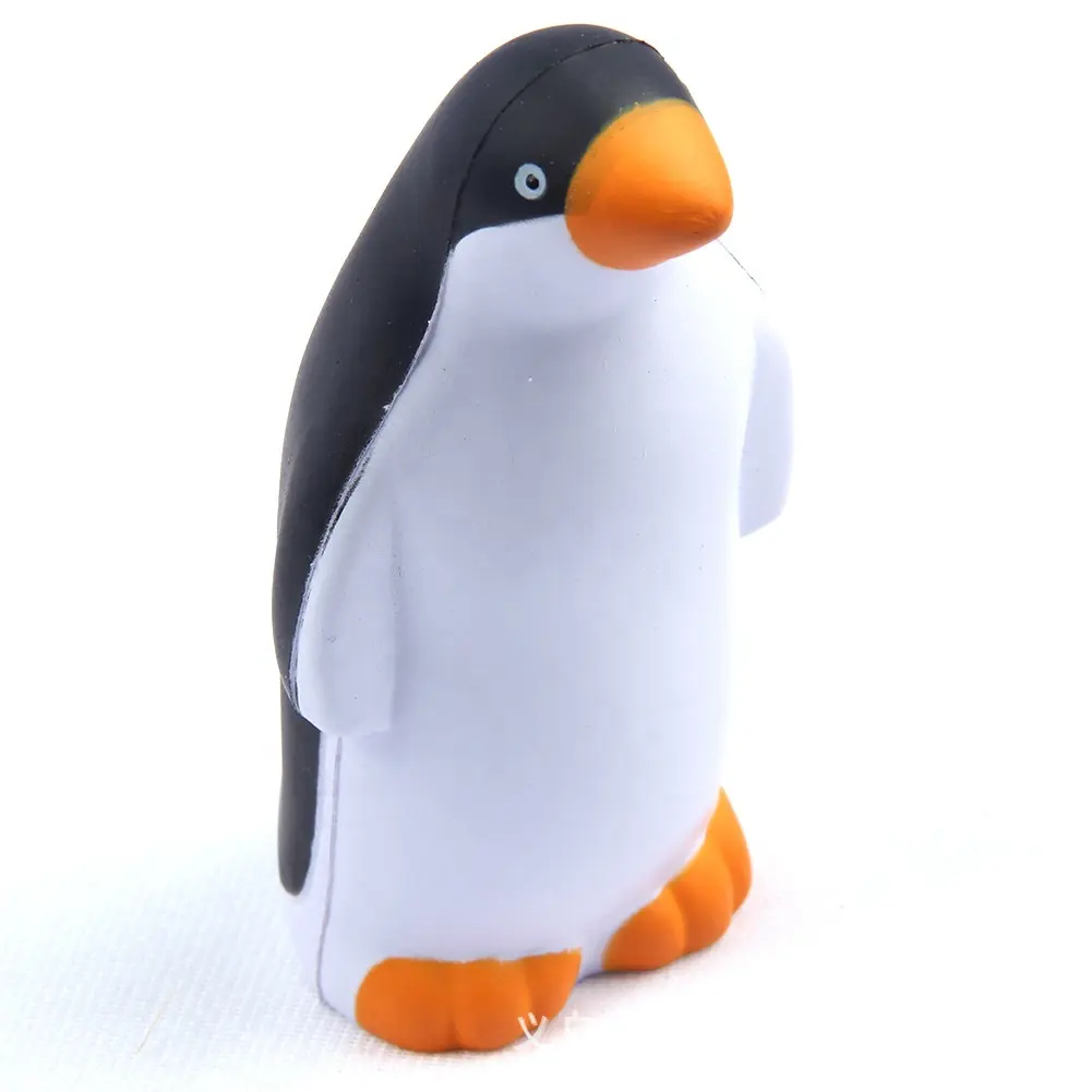 प्यारा कस्टम लोगो प्रिंटिंग स्क्वीज़ पीयू फोम तनाव राहत एंटी-स्ट्रेस पेंगुइन स्ट्रेस बॉल