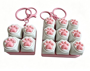 En gros : Porte-clés clavier lumineux, jouet anti-stress à pression, clavier en forme de patte de chat, jouets de décompression, cadeaux anti-stress - Product Image 3