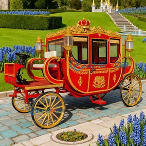 Carroza de Caballos Eléctrica de 4 Ruedas Roja para Bodas, Carrozas Reales Tiradas por Caballos, Carroza Real Eléctrica en Venta - Product Image 1