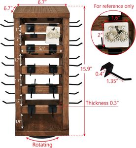 360 rotatif bijoux présentoir boucle d'oreille organisateur en bois niveau porte-bijoux support - Product Image 2