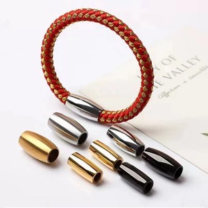 Sunling 1 pièce Fermoirs magnétiques ovales en acier inoxydable, trou intérieur 6/8/10/12MM, à coller sur cordon en cuir tressé, pour fabrication de bracelets DIY - Product Image 1