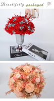 Retro gouden vaas centerpiece met geconserveerde hortensia's, luxe eeuwige tafeldecoratie, cadeau voor Valentijnsdag, afstuderen, etc.