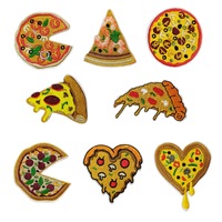 Nouvelle Écusson en Toile Brodé Personnalisé en Forme de Tranche de Pizza, Thème Alimentaire, Adhésif Thermocollant pour Casquettes, Maillots de Basketball, Multi-usages