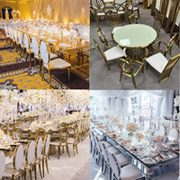Chaises de mariage de luxe rondes à dossier en O, en acier inoxydable doré, modernes, pour banquets, réceptions, location pour hôtels