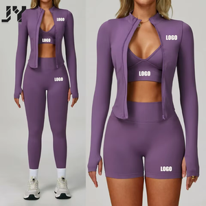 Set Sportivo Due Pezzi JY con LOGO Personalizzato per Donna, Senza Cuciture, Aderente, ad Asciugatura Rapida, Traspirante, per Fitness, Corsa all'Aperto, Ciclismo - Product Image 1