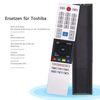 Télécommande CT-8543 remplacée pour Toshiba FHD UHD XUHD TV avec boutons Prime Video Netflix Youtube, aucune configuration requise