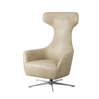 [En Stock] Fauteuil Pivotant Minimaliste Moderne en PU Style Crème avec Dossier pour Salon, Chambre et Maison – Nouvelle Arrivée 2026