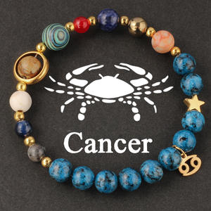 Pulsera de Piedras Naturales de Malaquita y Lapislázuli Azul con los Doce Signos del Zodiaco, Unisex, Regalo Moderno con Temática del Universo - Product Image 6