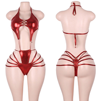 Tenue de danse exotique personnalisée, combinaison de pole dance à lacets, ensemble de lingerie, costumes de scène de boîte de nuit transparents et scintillants, ensemble d'accessoires