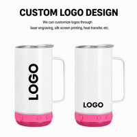 Gobelet Bluetooth à sublimation de 14 oz, blanc, avec haut-parleur intégré, tasse musicale intelligente sans fil avec poignée