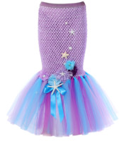 Jupe de sirène magique pour filles, costume confortable à écailles de poisson, tenue de princesse pour enfants, déguisement d'Halloween, jupe tutu élégante