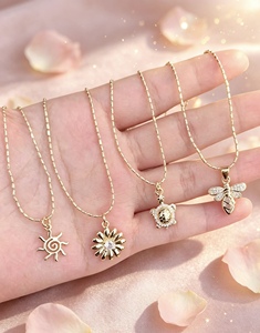 <b>Chain</b> Geometric Animal Floral Sun Charm Jewelry Gold Plated Brass Fashion Jewelry Design Pendant Necklace - Product Image 3