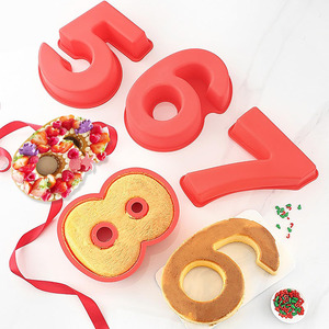 Số Silicone khuôn bánh 3D kỹ thuật số nướng Silicone khuôn số lớn Bánh <span class=keywords><strong>Pan</strong></span> đặt 0-9 Số Bánh <span class=keywords><strong>Pan</strong></span> Silicone nướng chảo - Product Image 1