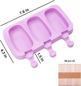 Nouveauté : Moules à glace 3D en silicone pour bâtonnets de sucettes glacées, à démoulage facile, pour congélateur, couleur violet, pour glaces et glaçons - Product Image 2