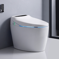Cuvette de toilette WC bidet allongée en céramique intelligente à chasse automatique par capteur, à évacuation en S, fonctionnement automatique, télécommande incluse