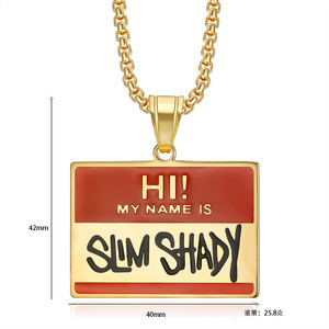 Collana con Ciondolo Nome Eminem 'My Name Is Slim Shady' in Acciaio Inox Dorato, Accessorio Hip Hop Streetwear - Product Image 6