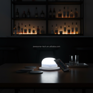 Lumière <span class=keywords><strong>LED</strong></span> RGBW sans fil <span class=keywords><strong>sous</strong></span> table, design contemporain pour hôtels, matériau ABS, télécommande pour mobilier de bar - Product Image 3