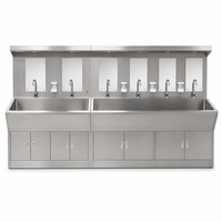 Station de lavage chirurgical à 6 postes en acier inoxydable SUS304 avec capteur infrarouge sans contact pour salle d'opération