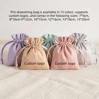 Pochette à cordon en daim faite à la main avec logo personnalisé, sac de rangement portable de haute qualité pour colliers, bagues et boucles d'oreilles