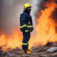 Ensemble d'équipements de protection contre l'incendie de haute qualité : vêtements, chaussures, gants, casque de sécurité