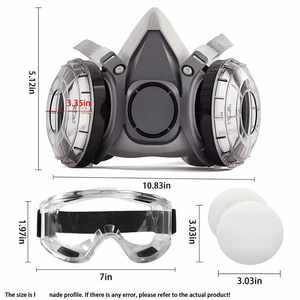 Respirateur en caoutchouc réutilisable avec double filtre, respirateur anti-particules pour l'industrie chimique avec double filtre - Product Image 3