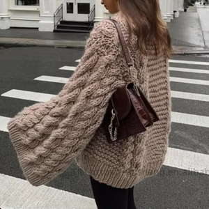 Pull en tricot à col rond et manches longues pour femme, best-seller, tendance, coupe ample - Product Image 2