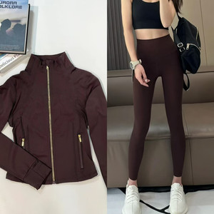 Crop <span class=keywords><strong>top</strong></span> <span class=keywords><strong>sport</strong></span> amincissant à séchage rapide et respirant, ensemble <span class=keywords><strong>de</strong></span> yoga pour femme, veste courte + leggings, leggings <span class=keywords><strong>de</strong></span> yoga taille haute - Product Image 6