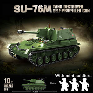 769 pezzo nuova Idea di prodotto 2025 scala Soviet pistola semovente veicolo Su-76m militare modello Kit serbatoio distruttore blocco di costruzione Set - Product Image 2