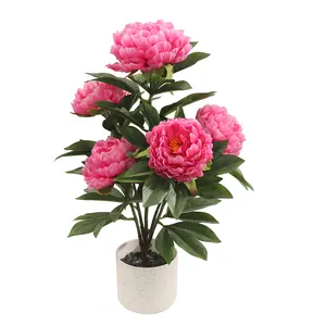 JIAWEI Fake Plants Peony Top Selling Bonsai Popular Succulent Hanging Garland Large Artificial Trees Flowers With Led Lights