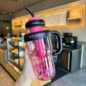 1300ml Water Cup Large Capacity <b>Plastic</b> Water Bottle with <b>Straw</b> Cap, Summer Waterbottle High Beauty Bucket Milk Tea Cups - Product Image 5