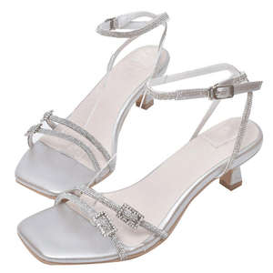 Open Toe Crystal Accent Square Flat Comfort Synthetic Upper Rubber Outsole All Seasons <b>Sandals</b> - Product Image 2