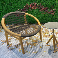 Fauteuil simple en rotin et teck massif de style chinois, ensemble de loisirs extérieur paresseux, imperméable et résistant au soleil, avec table basse assortie