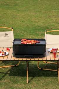 2024 nuove invenzioni tagliafuoco tavolo con il nero ad alta temperatura portatile pieghevole all'aperto campeggio <span class=keywords><strong>Barbecue</strong></span>