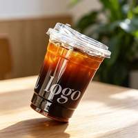 Gobelets PLA biodégradables de qualité alimentaire, réutilisables, personnalisables avec autocollants ronds pour café et thé au lait, livrés avec couvercle et paille