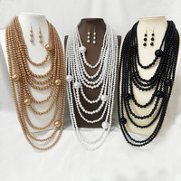 Collier de perles tendance et haut de gamme au style affirmé, longue chaîne de pull, ensemble de chaînes de corps