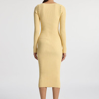 Robe midi tricotée style Y2K pour femme avec bordure au crochet, logo frontal, fermeture à bouton unique, anti-plis, séchage rapide – Direct Usine OEM&ODM